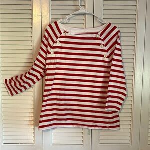 Talbots Red and White Striped Cotton Top